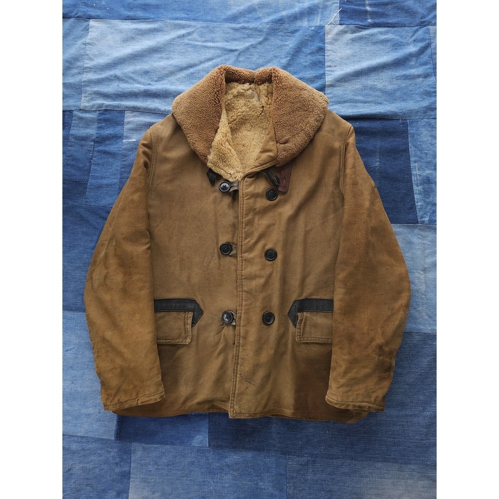 Vintage 1930s USCG‎ Transport Mackinaw Coat Shearling Shawl Collar RARE 38